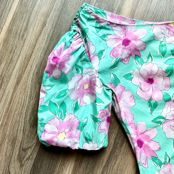 NWT GB Gianni Bini One Shoulder Floral Mini Dress Aqua Pink Side Cut Out  Size L - Picture 5 of 13